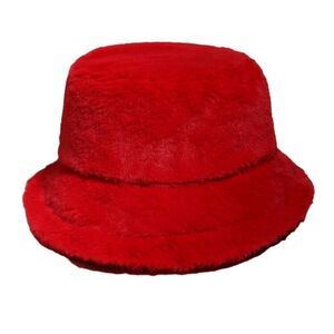 Red Fluffy Bucket Hat